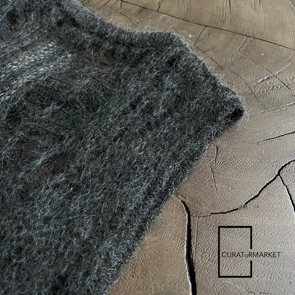 Rick Owens: Wool Blend Dark Dust Hand Knit Spider Tank Top SS24 Lido - Picture 6 of 16